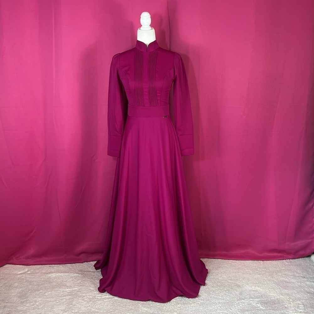 Minel Ask Turkish designer‎ elegant magenta maxi dress, size 36 or small